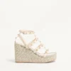 Sandales compensées à lanières en cuir de veau Rockstud 95 mm