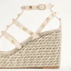 Sandales compensées à lanières en cuir de veau Rockstud 95 mm