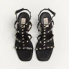 Sandales compensées Rockstud en cuir de veau avec broderie à carreaux 80 mm Sandales compensées Rockstud en cuir de veau avec broderie à carreaux 80 mm