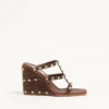Sandales compensées Rockstud en cuir de veau avec broderie Cornely 100 mm Sandales compensées Rockstud en cuir de veau avec broderie Cornely 100 mm
