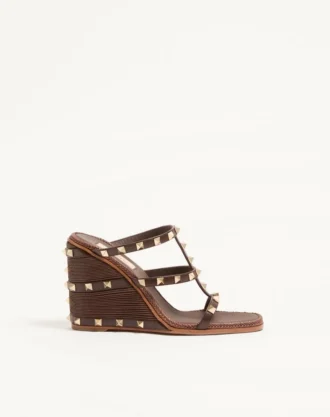 Sandales compensées Rockstud en cuir de veau avec broderie Cornely 100 mm Sandales compensées Rockstud en cuir de veau avec broderie Cornely 100 mm