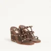 Sandales compensées Rockstud en cuir de veau avec broderie Cornely 100 mm Sandales compensées Rockstud en cuir de veau avec broderie Cornely 100 mm