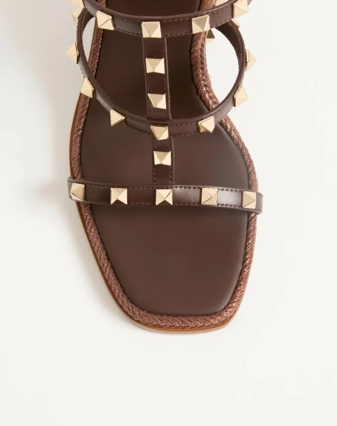 Sandales compensées Rockstud en cuir de veau avec broderie Cornely 100 mm Sandales compensées Rockstud en cuir de veau avec broderie Cornely 100 mm