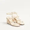 Sandales compensées Rockstud en cuir de veau avec broderies Cornely 80 mm