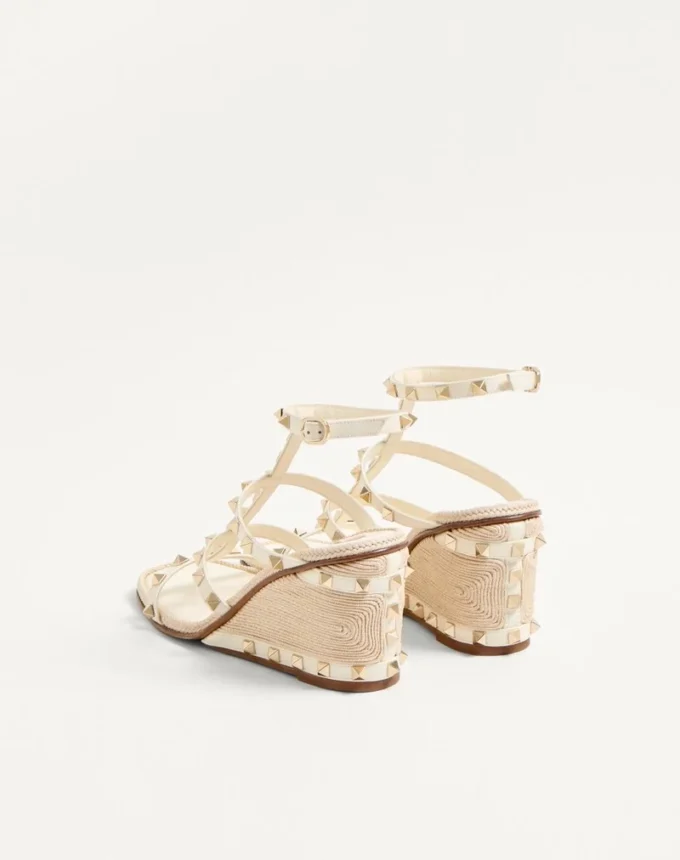 Sandales compensées Rockstud en cuir de veau avec broderies Cornely 80 mm