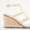 Sandales compensées Rockstud en cuir de veau avec broderies Cornely 80 mm