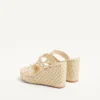 Sandales compensées Rockstud en cuir nappa laminé 90 mm