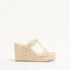 Sandales compensées Rockstud en cuir nappa laminé 90 mm