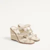Sandales compensées Rockstud en cuir nappa laminé avec broderie Cornely 100 mm