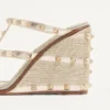 Sandales compensées Rockstud en cuir nappa laminé avec broderie Cornely 100 mm