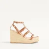 Sandales compensées Rockstud à lanières en cuir de veau 95 mm