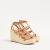 Sandales compensées Rockstud à lanières en cuir de veau 95 mm