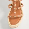 Sandales compensées Rockstud à lanières en cuir de veau 95 mm