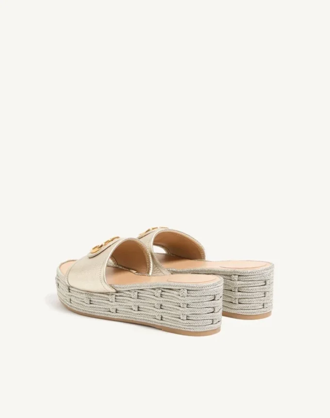 Sandales compensées VLogo Signature en cuir de veau grainé laminé 60 mm Sandales compensées VLogo Signature en cuir de veau grainé laminé 60 mm