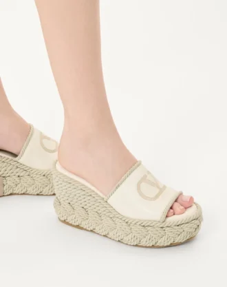 Sandales compensées Vlogo Torchon en cuir nappa 100 mm Sandales compensées Vlogo Torchon en cuir nappa 100 mm