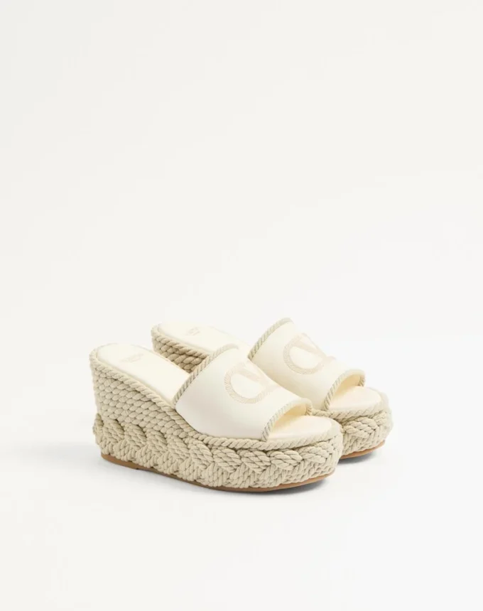 Sandales compensées Vlogo Torchon en cuir nappa 100 mm