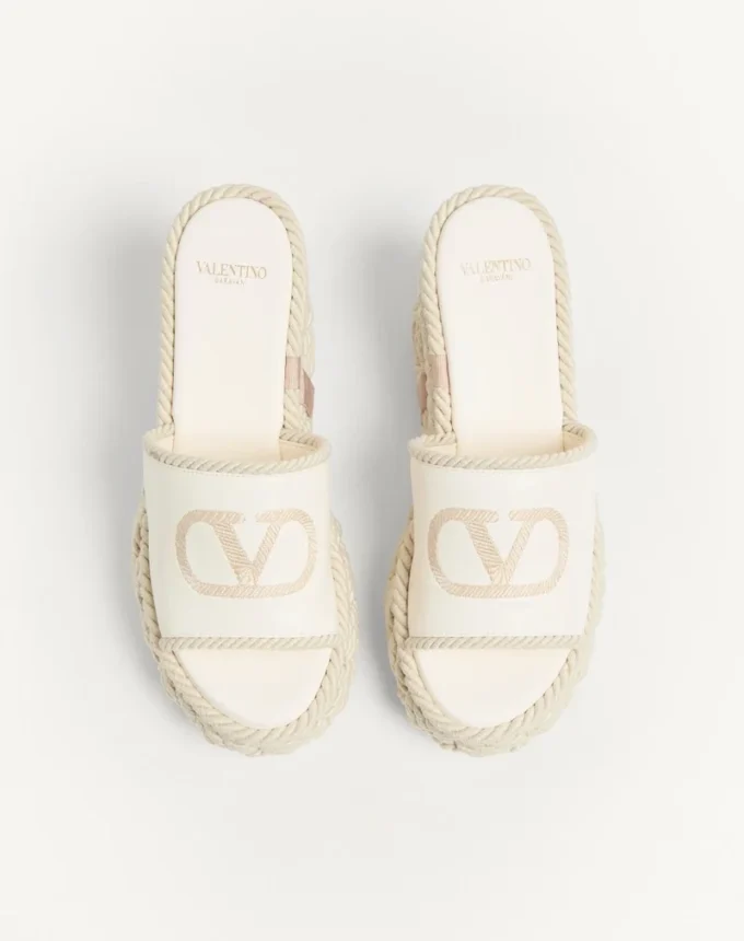 Sandales compensées Vlogo Torchon en cuir nappa 100 mm