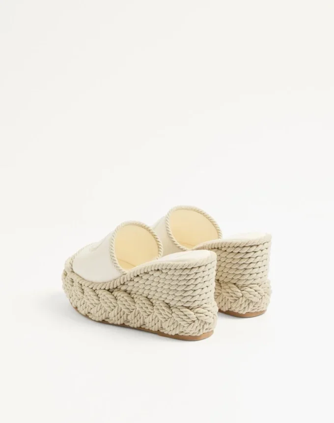 Sandales compensées Vlogo Torchon en cuir nappa 100 mm