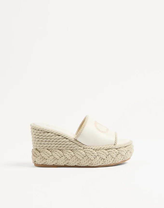 Sandales compensées Vlogo Torchon en cuir nappa 100 mm