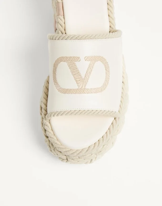 Sandales compensées Vlogo Torchon en cuir nappa 100 mm