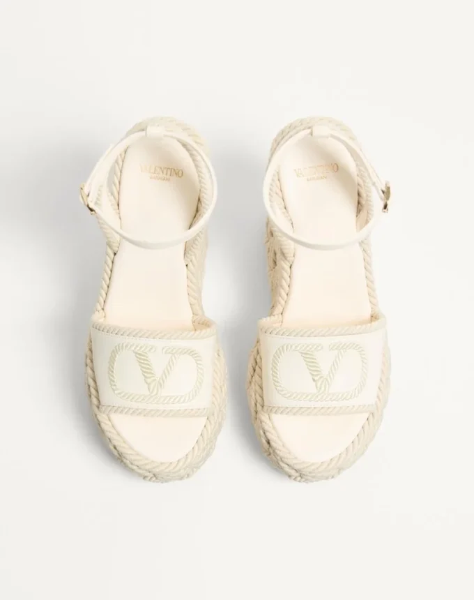 Sandales compensées Vlogo Torchon en cuir nappa 130 mm
