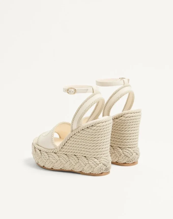 Sandales compensées Vlogo Torchon en cuir nappa 130 mm