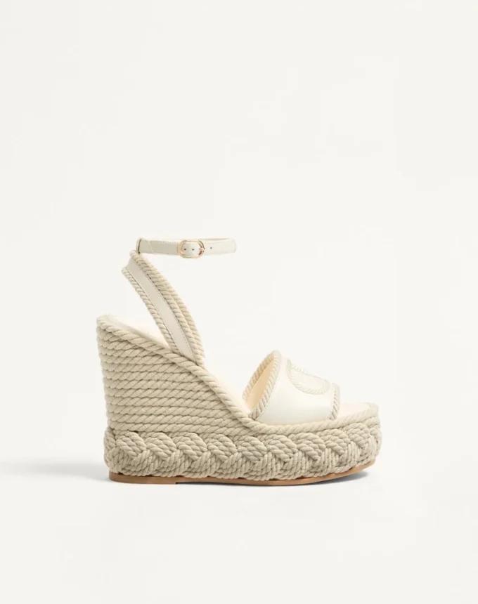 Sandales compensées Vlogo Torchon en cuir nappa 130 mm