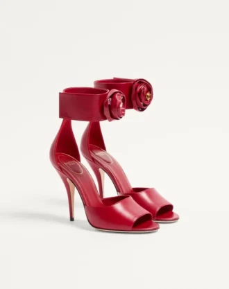 Sandales en cuir de chevreau Drip Rose avec cristaux 105 mm Sandales en cuir de chevreau Drip Rose avec cristaux 105 mm