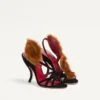 Sandales Fetishique en velours avec feuille en fourrure 105 mm Sandales Fetishique en velours avec feuille en fourrure 105 mm
