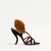 Sandales Fetishique en velours avec feuille en fourrure 105 mm Sandales Fetishique en velours avec feuille en fourrure 105 mm