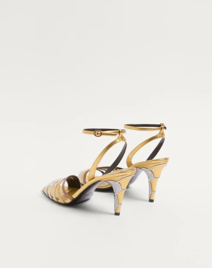 Sandales Ladycrush en cuir nappa laminé avec cristaux 85 mm Sandales Ladycrush en cuir nappa laminé avec cristaux 85 mm