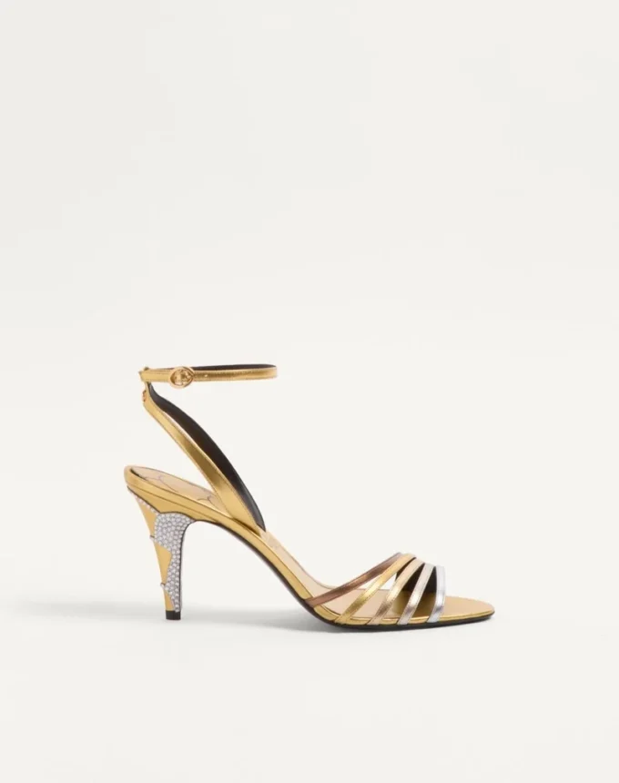Sandales Ladycrush en cuir nappa laminé avec cristaux 85 mm Sandales Ladycrush en cuir nappa laminé avec cristaux 85 mm