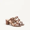 Sandales à lanières en cuir de veau métallisé Rockstud 60 mm