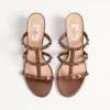 Sandales à lanières en cuir de veau métallisé Rockstud 60 mm