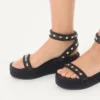 Sandales à plateforme Rockstud en cuir de veau 45 mm Sandales à plateforme Rockstud en cuir de veau 45 mm