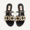 Sandales Rockstud avec broderie en raphia à carreaux