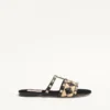 Sandales Rockstud avec broderie en raphia à carreaux