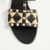 Sandales Rockstud avec broderie en raphia à carreaux