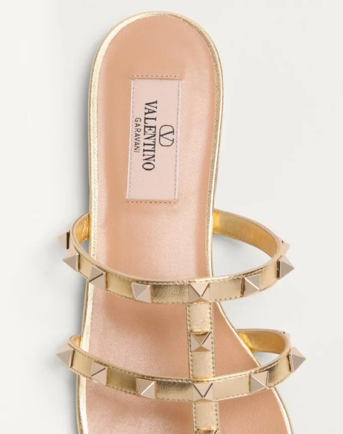 Sandales Rockstud en cuir nappa laminé