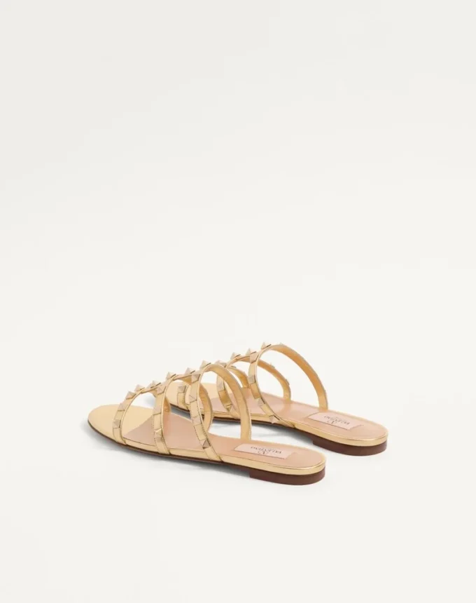 Sandales Rockstud en cuir nappa laminé
