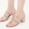 Sandales Rockstud en cuir nappa laminé 60 mm