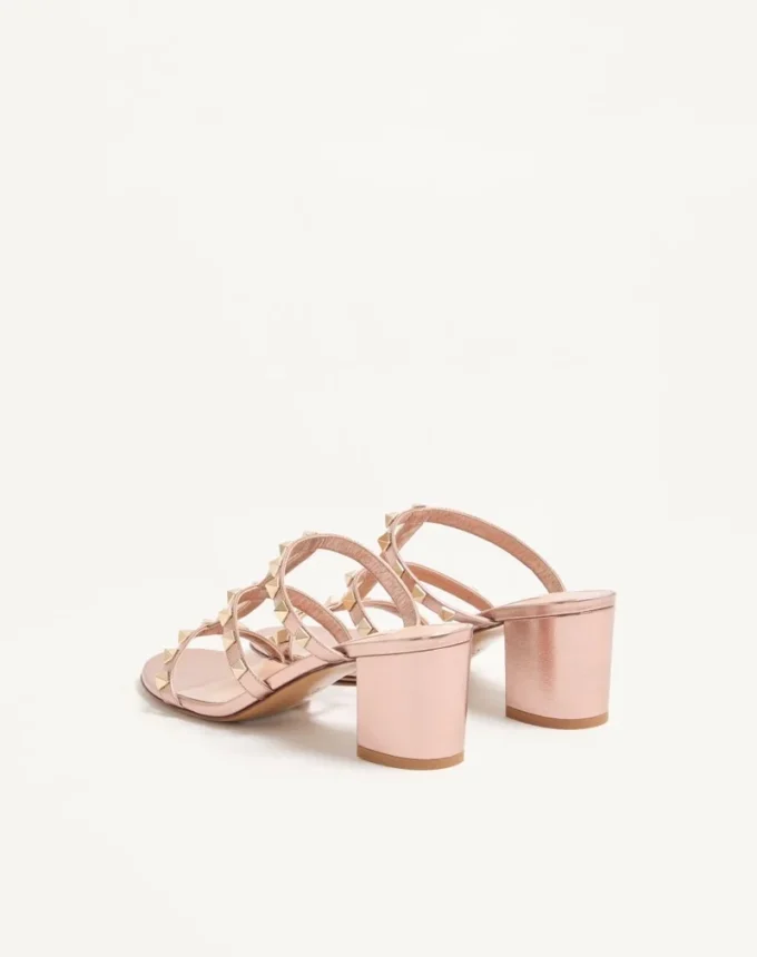 Sandales Rockstud en cuir nappa laminé 60 mm