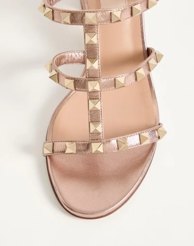 Sandales Rockstud en cuir nappa laminé 60 mm