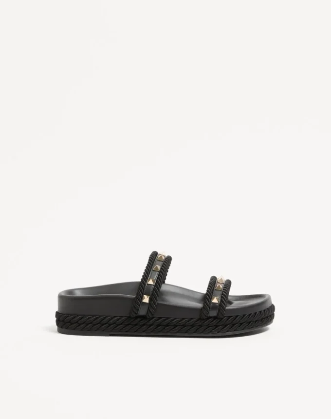 Sandales Rockstud Slide en cuir de veau 20 mm