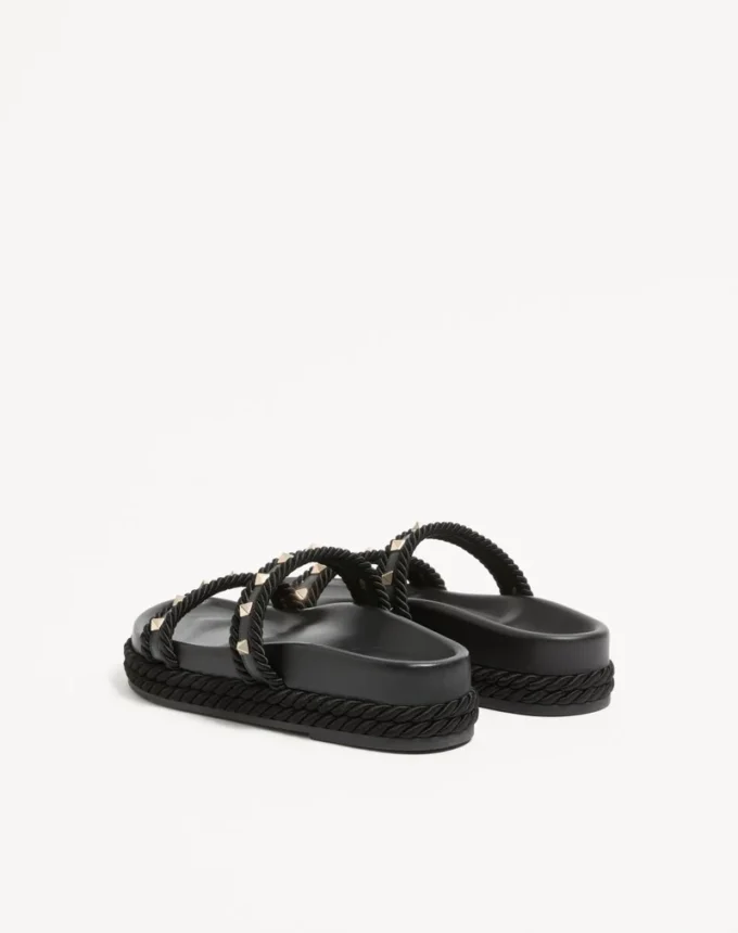 Sandales Rockstud Slide en cuir de veau 20 mm