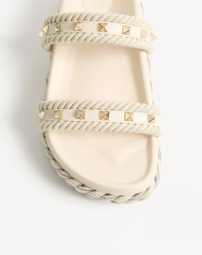 Sandales Rockstud Slide en cuir de veau 20 mm