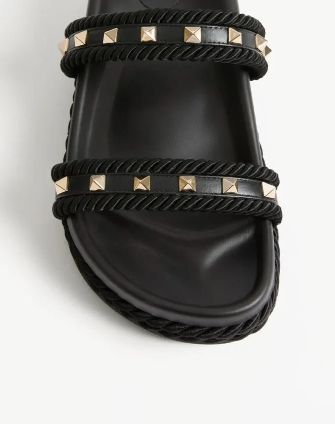 Sandales Rockstud Slide en cuir de veau 20 mm