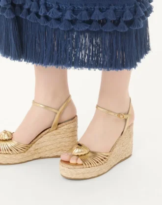 Sandales à talons compensés Royal en cuir nappa métallisé 100 mm