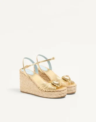 Sandales à talons compensés Royal en cuir nappa métallisé 100 mm