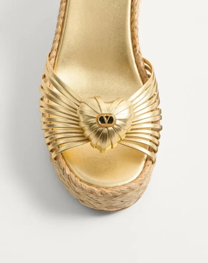 Sandales à talons compensés Royal en cuir nappa métallisé 100 mm Sandales à talons compensés Royal en cuir nappa métallisé 100 mm